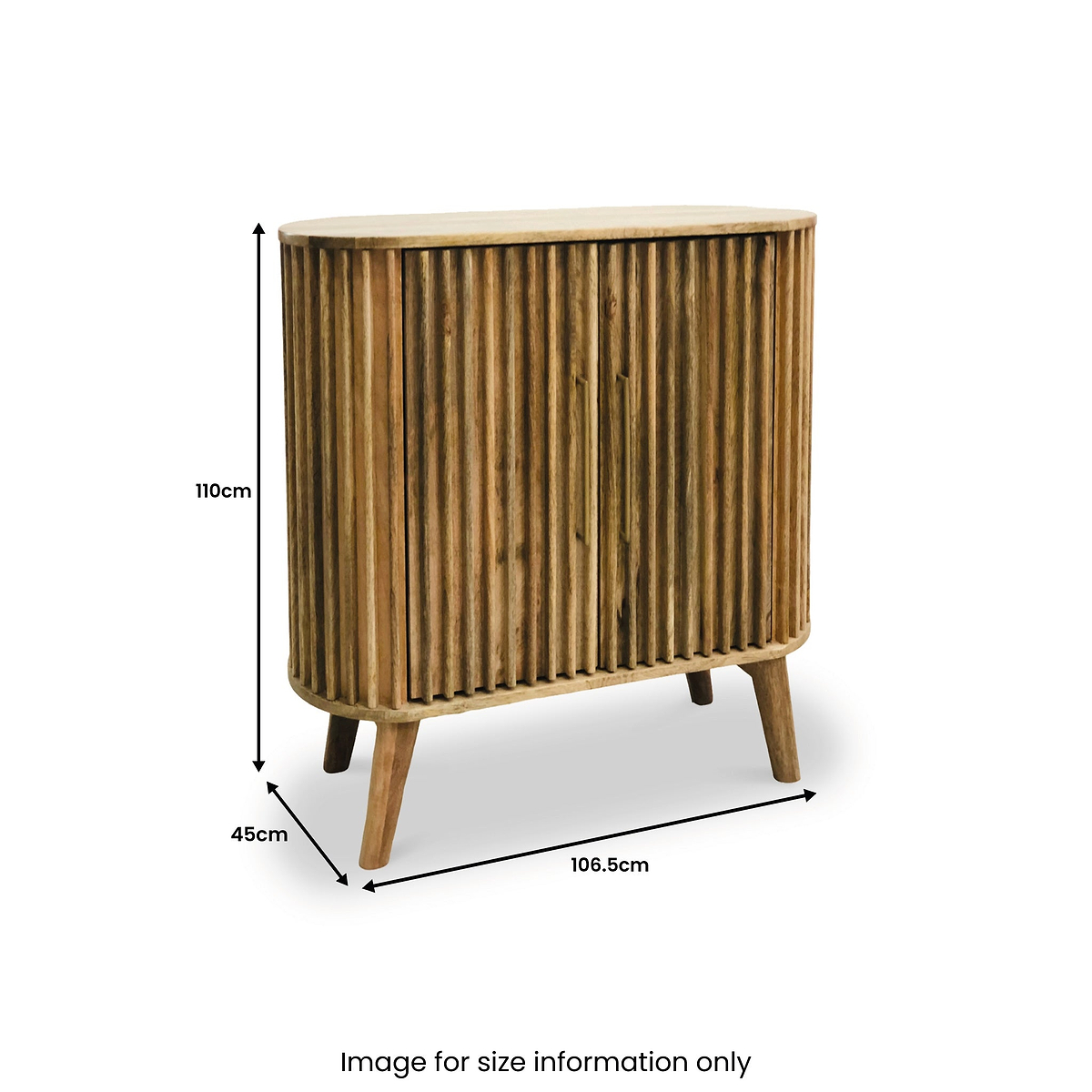 Leo Slatted Mango Wood 2 Door Tall Sideboard Cabinet from Roseland Furniture