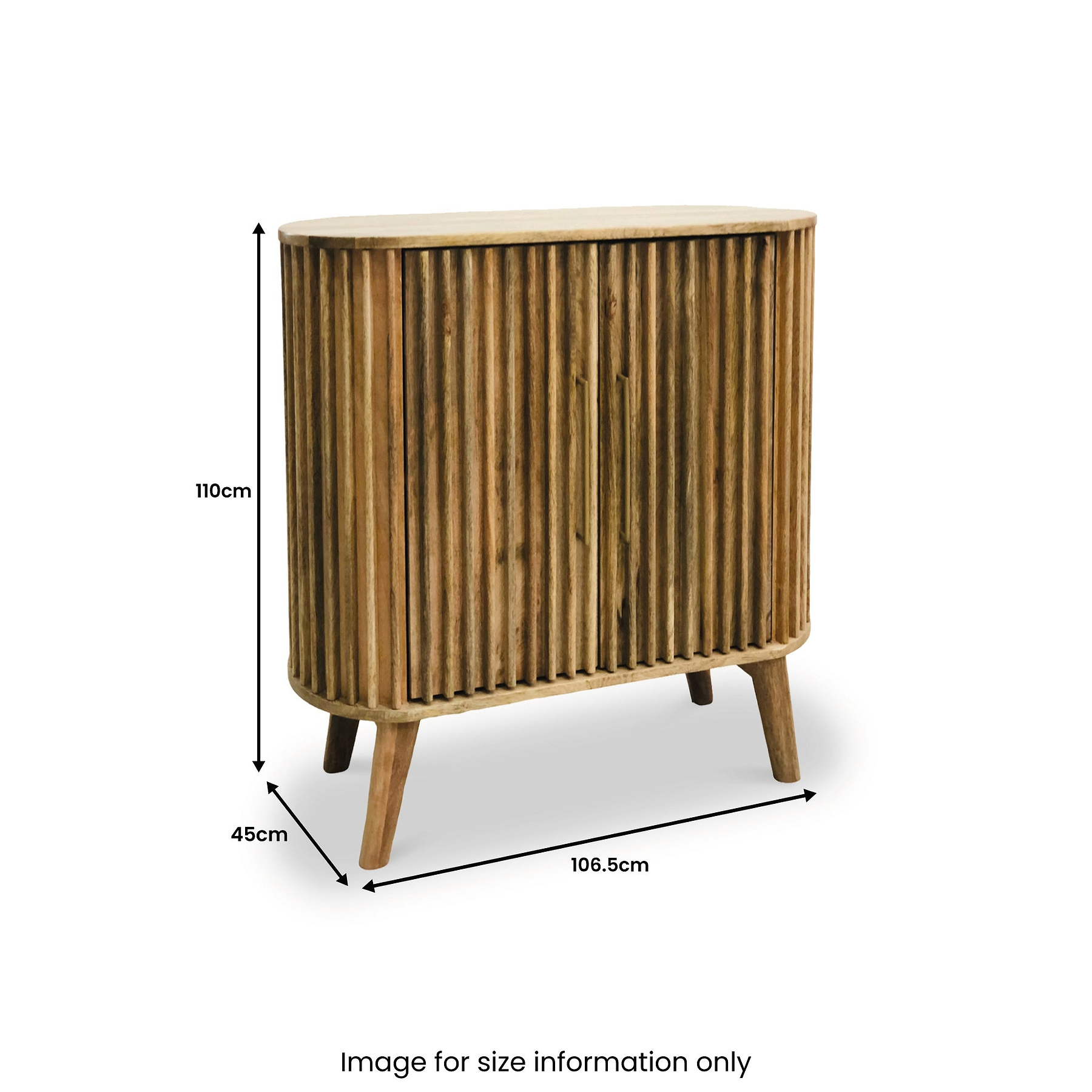 Leo Slatted Mango Wood 2 Door Tall Sideboard Cabinet from Roseland Furniture