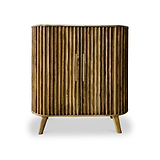 Leo Slatted Mango Wood 2 Door Tall Sideboard from Roseland Furniture