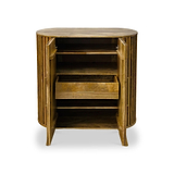 Leo Slatted Mango Wood 2 Door Tall Sideboard from Roseland Furniture
