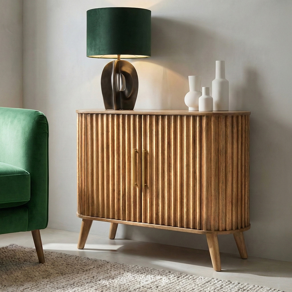 Leo Slatted Mango Wood 2 Door Sideboard from Roseland Furniture