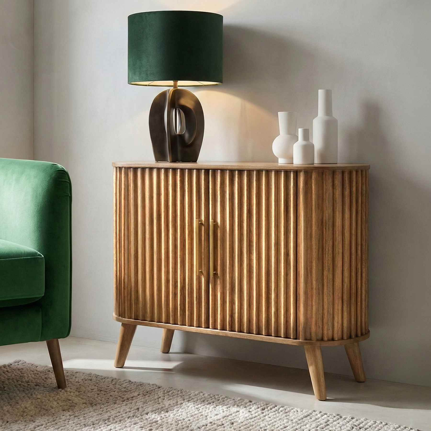 Leo Slatted Mango Wood 2 Door Sideboard from Roseland Furniture