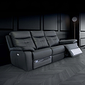 Talbot Charcoal Leather Electric Reclining 3 Seater Sofa for living room