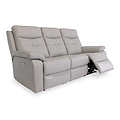 Talbot Light Grey Leather Electric Reclining 3 Seater Couch
