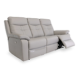 Talbot Light Grey Leather Electric Reclining 3 Seater Couch