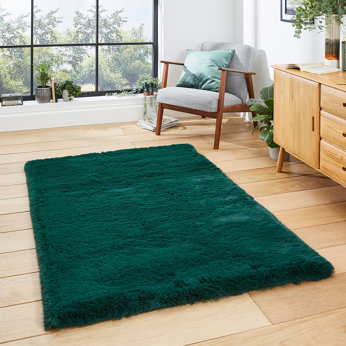 Dorset Jewel Green Hand Tufted Super Teddy Rug for living room