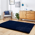 Dorset Navy Blue Hand Tufted Super Teddy Rug for bedroom