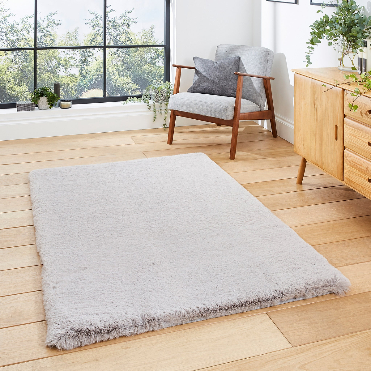 Dorset Silver Hand Tufted Super Teddy Rug for living room