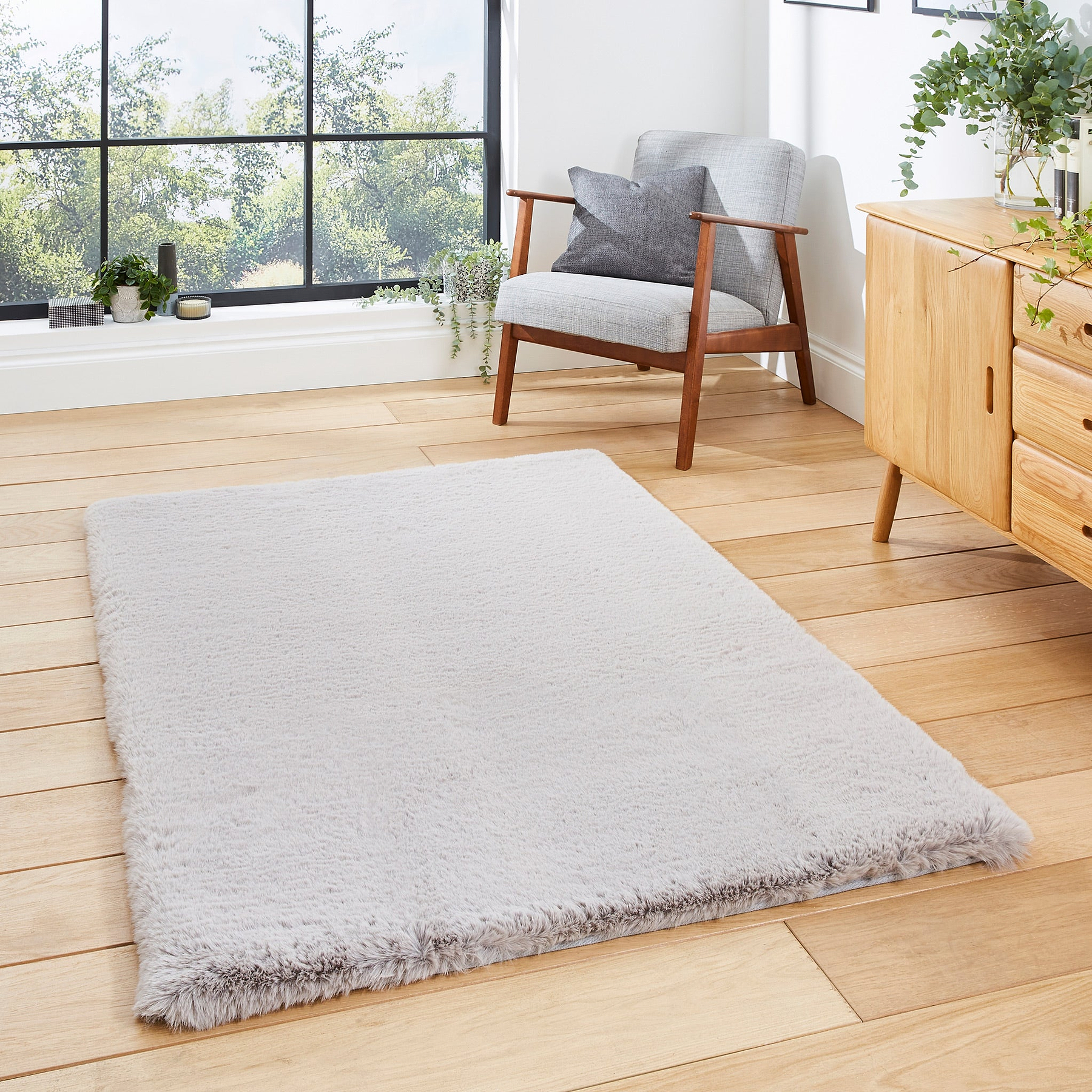 Dorset Silver Hand Tufted Super Teddy Rug for living room