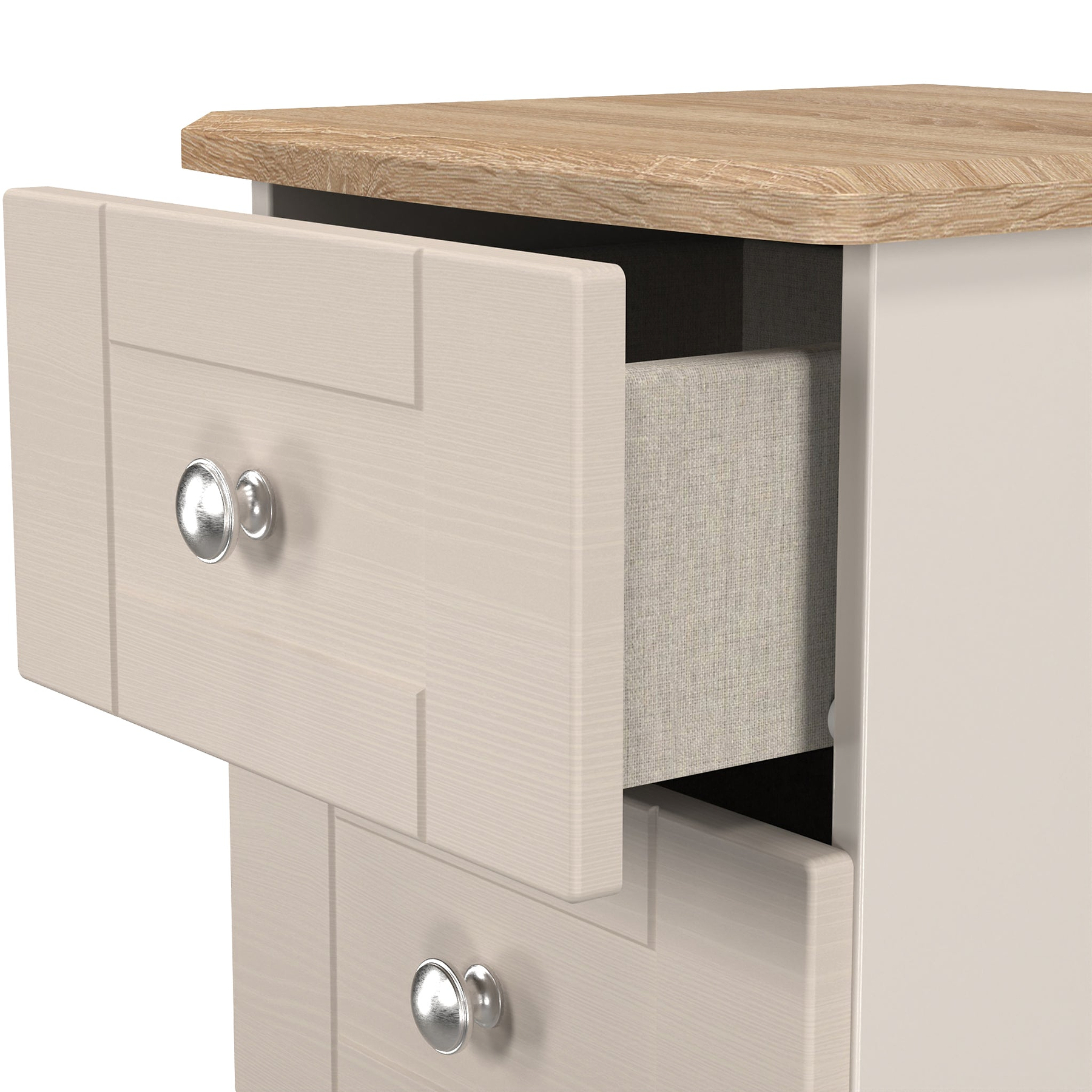 Marlowe 3 Drawer Bedside Cashmere Oak from Roseland Furniture
