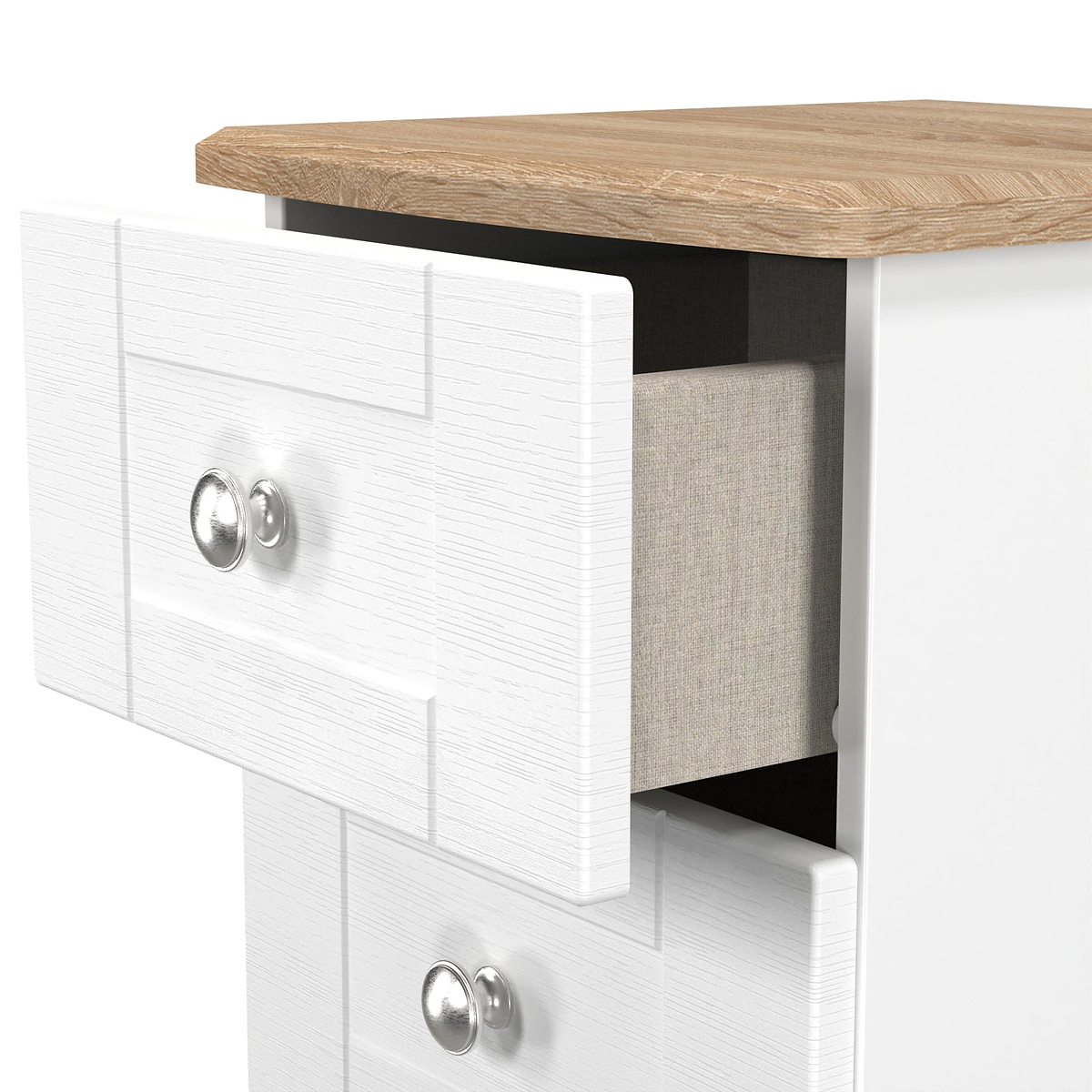 Marlowe 3 Drawer Bedside White Oak from Roseland Furniture