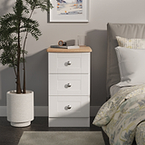 Marlowe 3 Drawer Bedside White Oak from Roseland Furniture