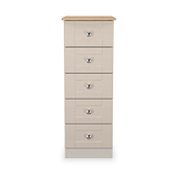 Marlowe 5 Drawer Tallboy Cashmere Oak from Roseland Furniture