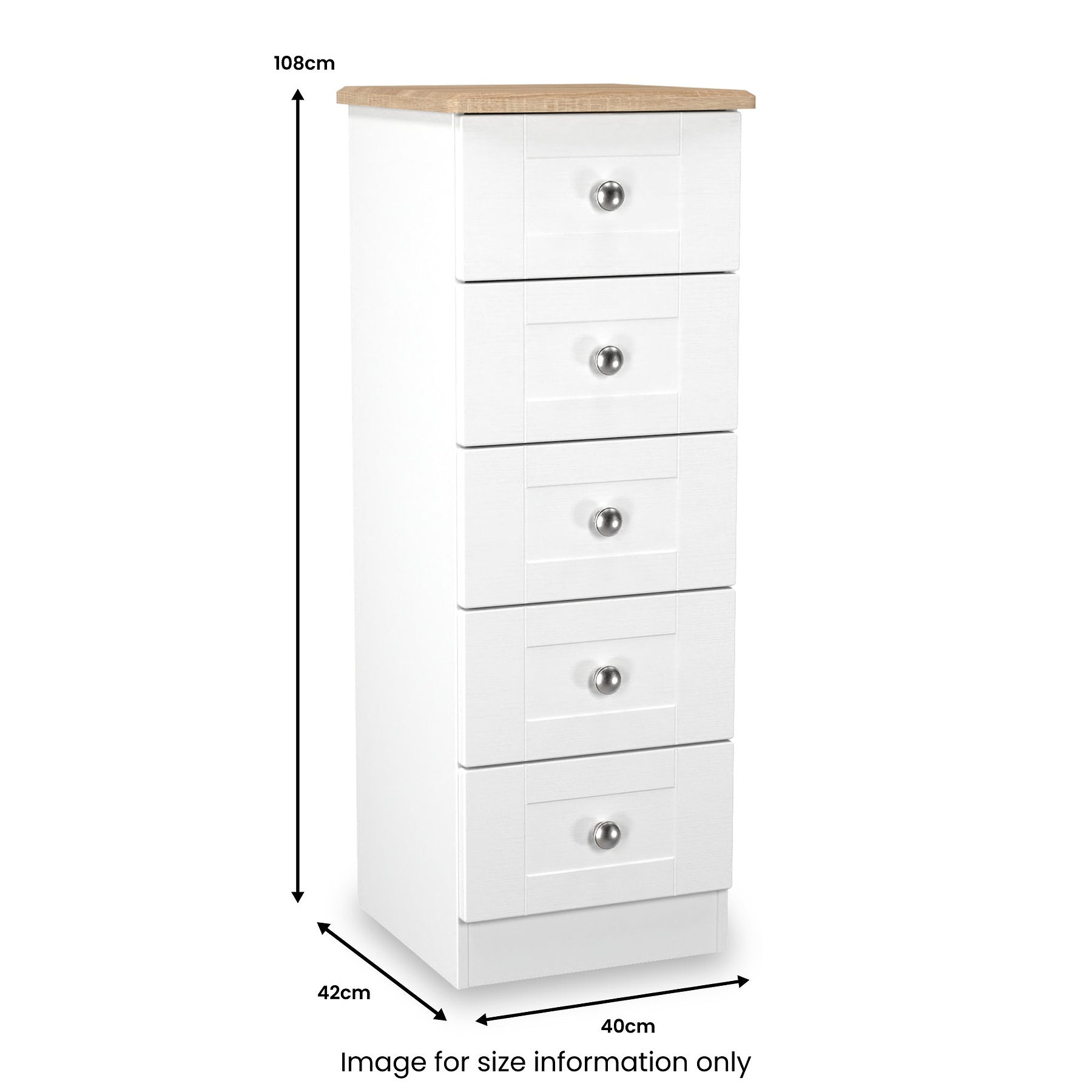 Marlowe 5 Drawer Tallboy White Oak from Roseland Furniture