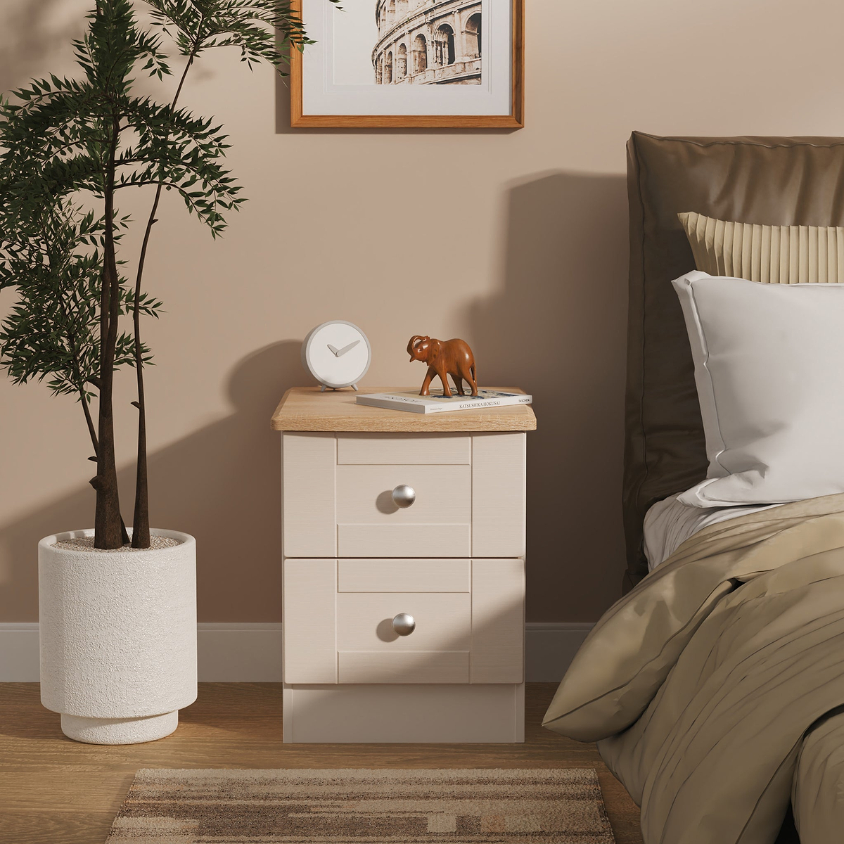 Marlowe 2 Drawer Bedside Cashmere Oak from Roseland Furniture