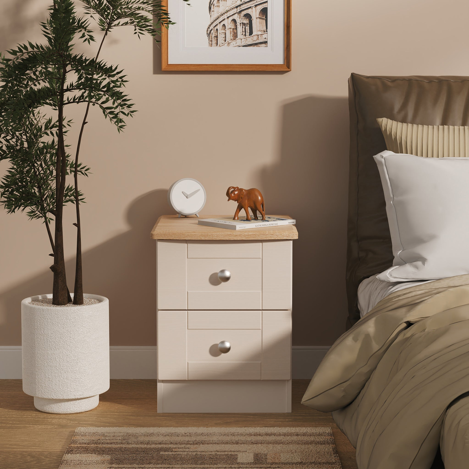 Marlowe 2 Drawer Bedside Cashmere Oak from Roseland Furniture