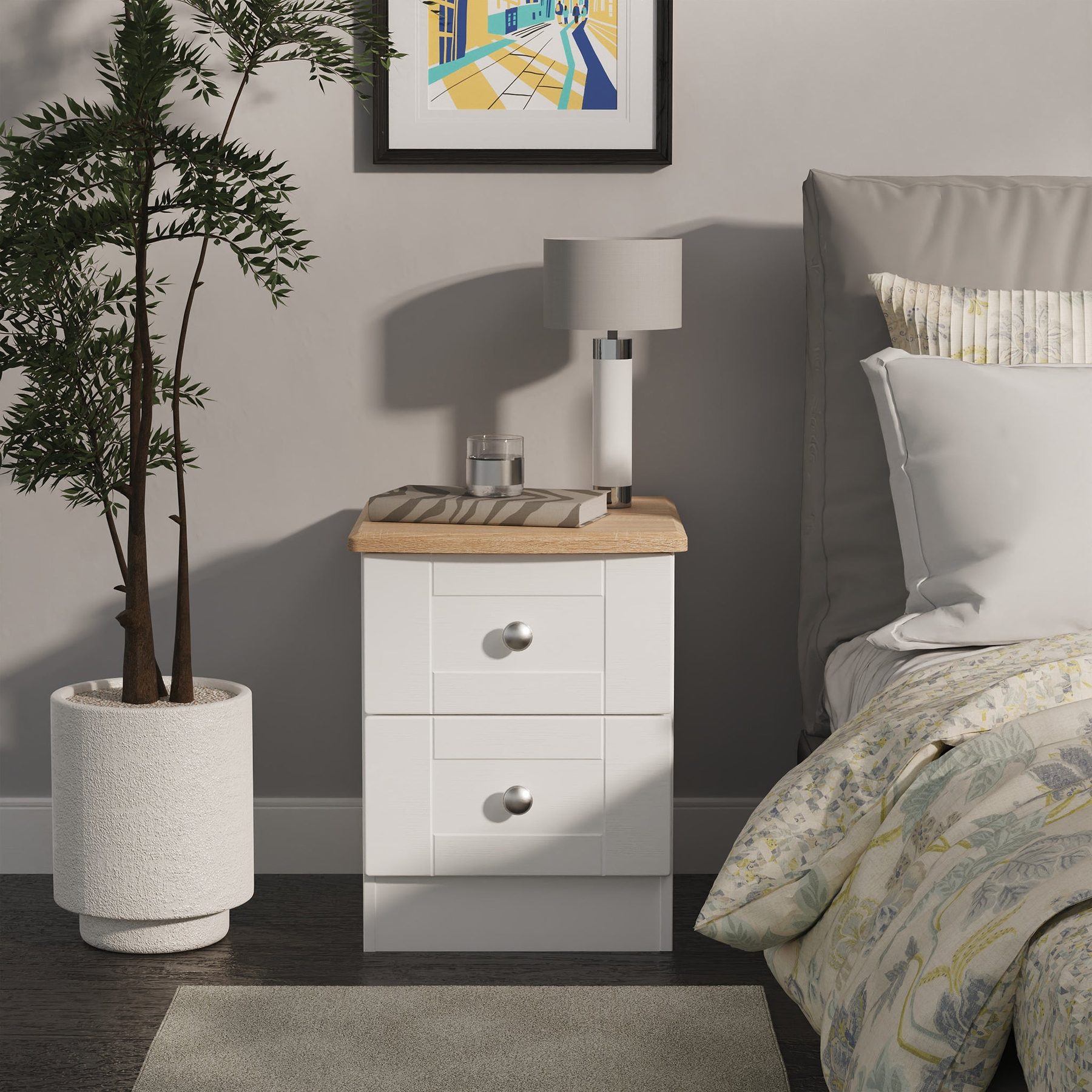 Marlowe 2 Drawer Bedside White Oak from Roseland Furniture