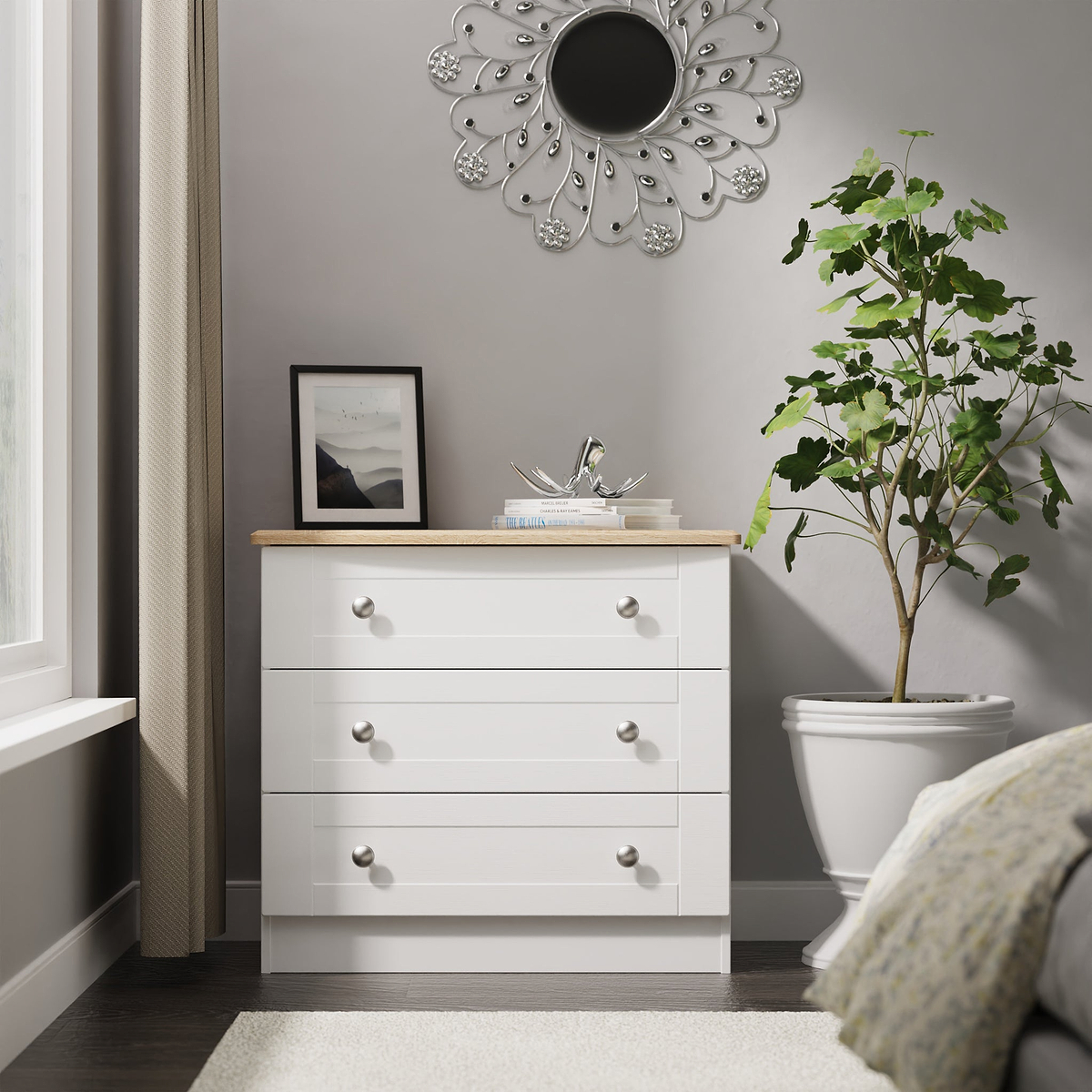 Marlowe 3 Drawer Chest White Oak from Roseland Furniture
