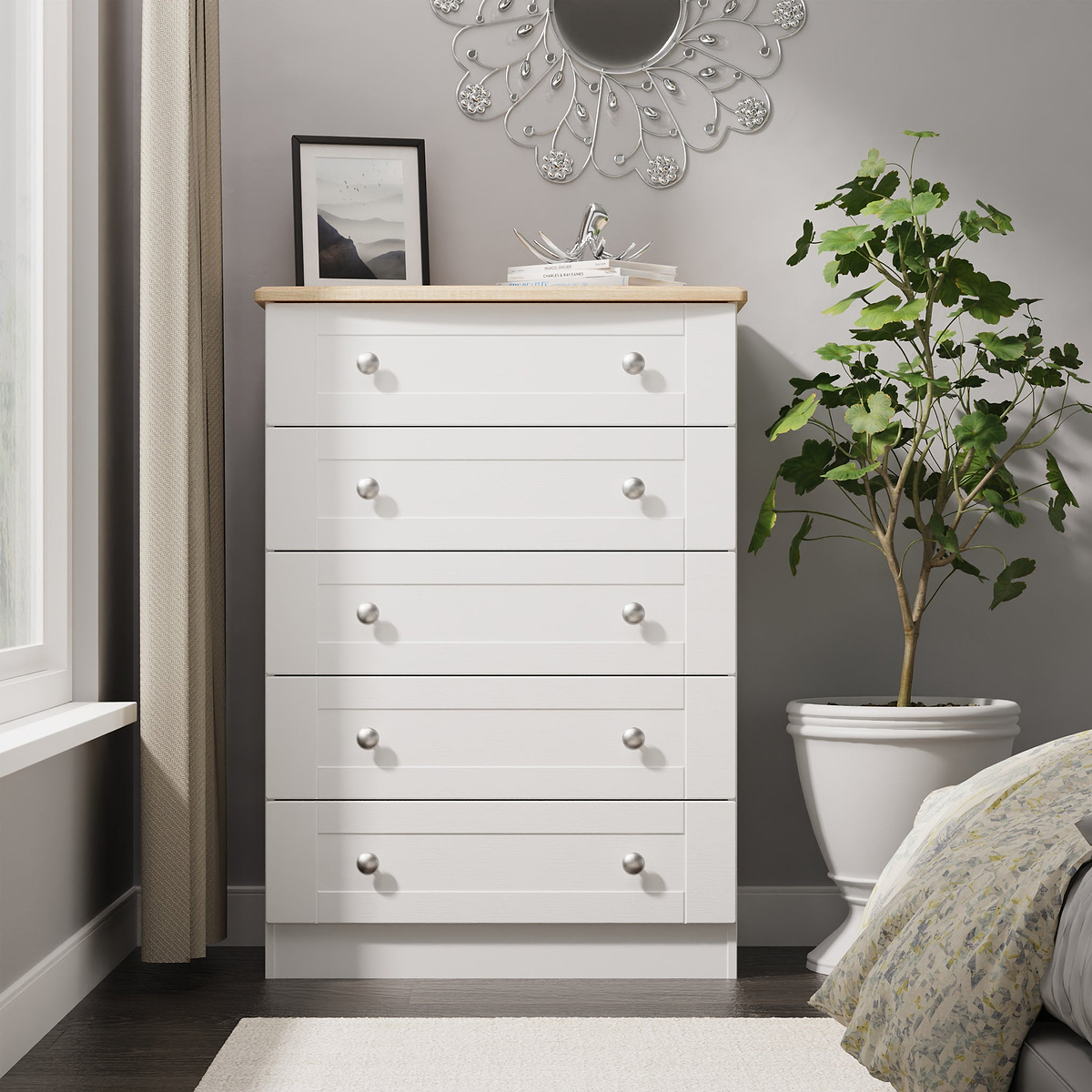 Marlowe 5 Drawer Chest White Oak from Roseland Furniture