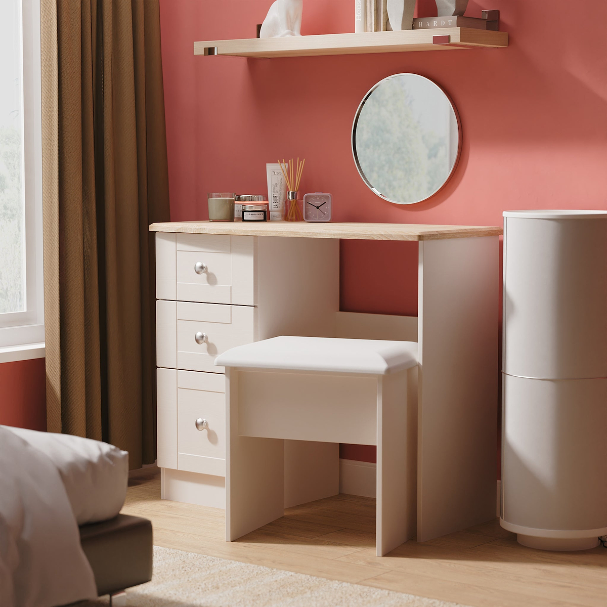 Marlowe 3 Drawer Dressing Table Cashmere Oak from Roseland Furniture