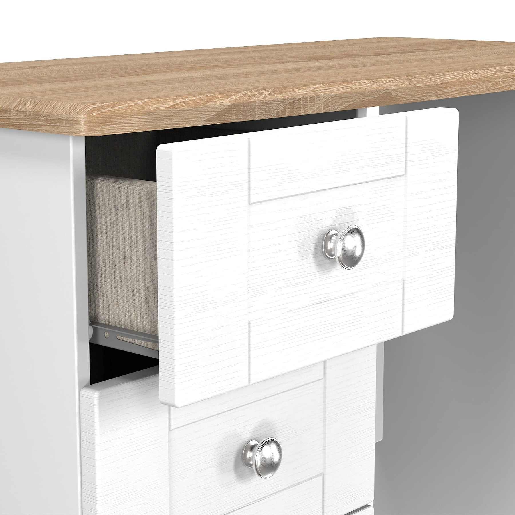 Marlowe 3 Drawer Dressing Table White Oak from Roseland Furniture