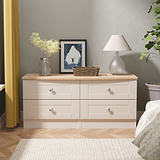 Marlowe 4 Drawer Low Storage Unit Cashmere Oak from Roseland Furniture