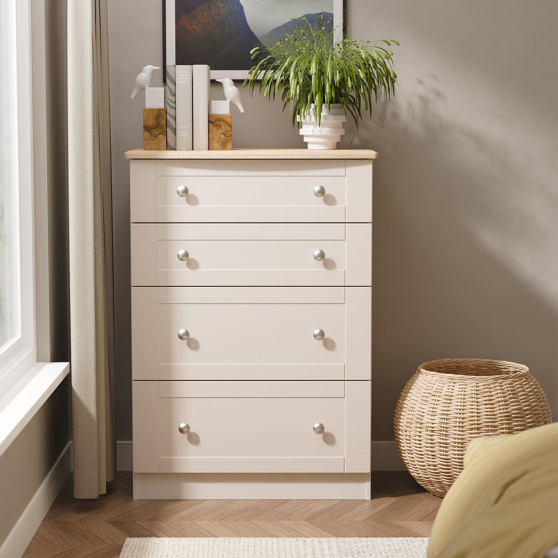 Marlowe 4 Drawer Deep Chest Cashmere Oak from Roseland Furniture