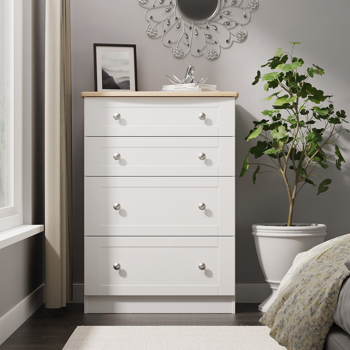 Marlowe 4 Drawer Deep Chest White Oak from Roseland Furniture