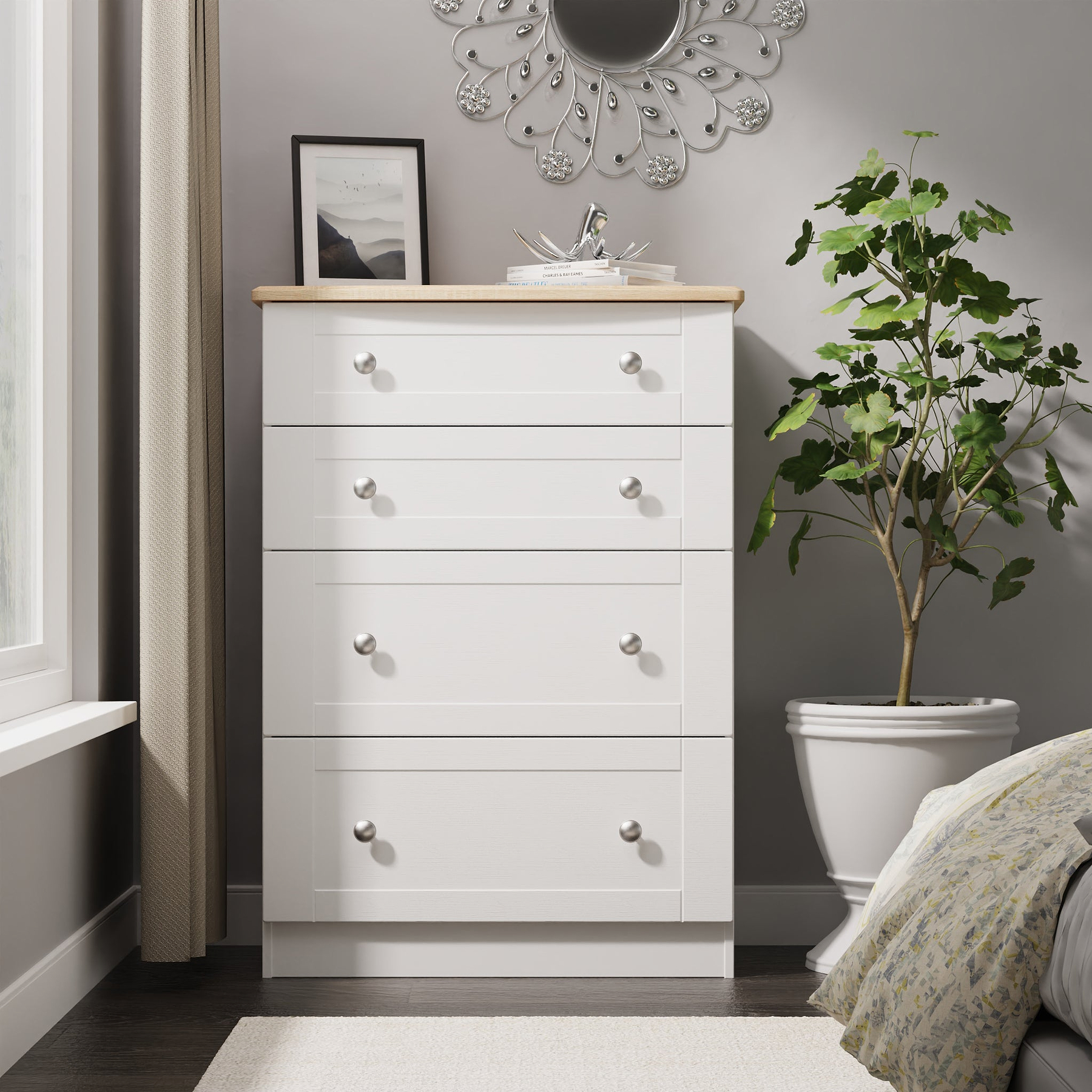 Marlowe 4 Drawer Deep Chest White Oak from Roseland Furniture