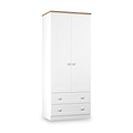 Marlowe Double Wardrobe With Drawers White Oak from Roseland Furniture