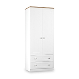 Marlowe Double Wardrobe With Drawers White Oak from Roseland Furniture