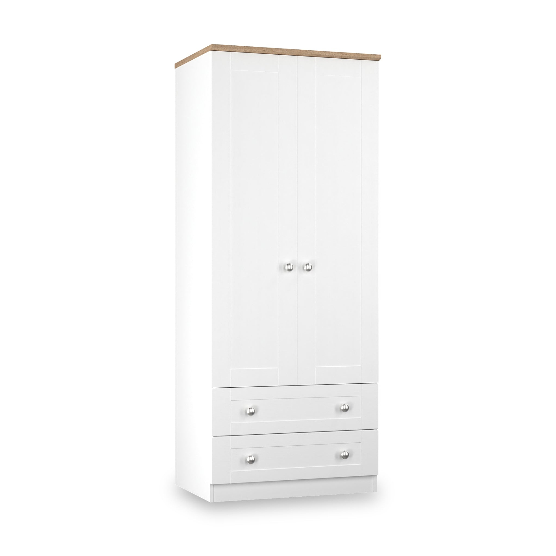 Marlowe Double Wardrobe With Drawers White Oak from Roseland Furniture