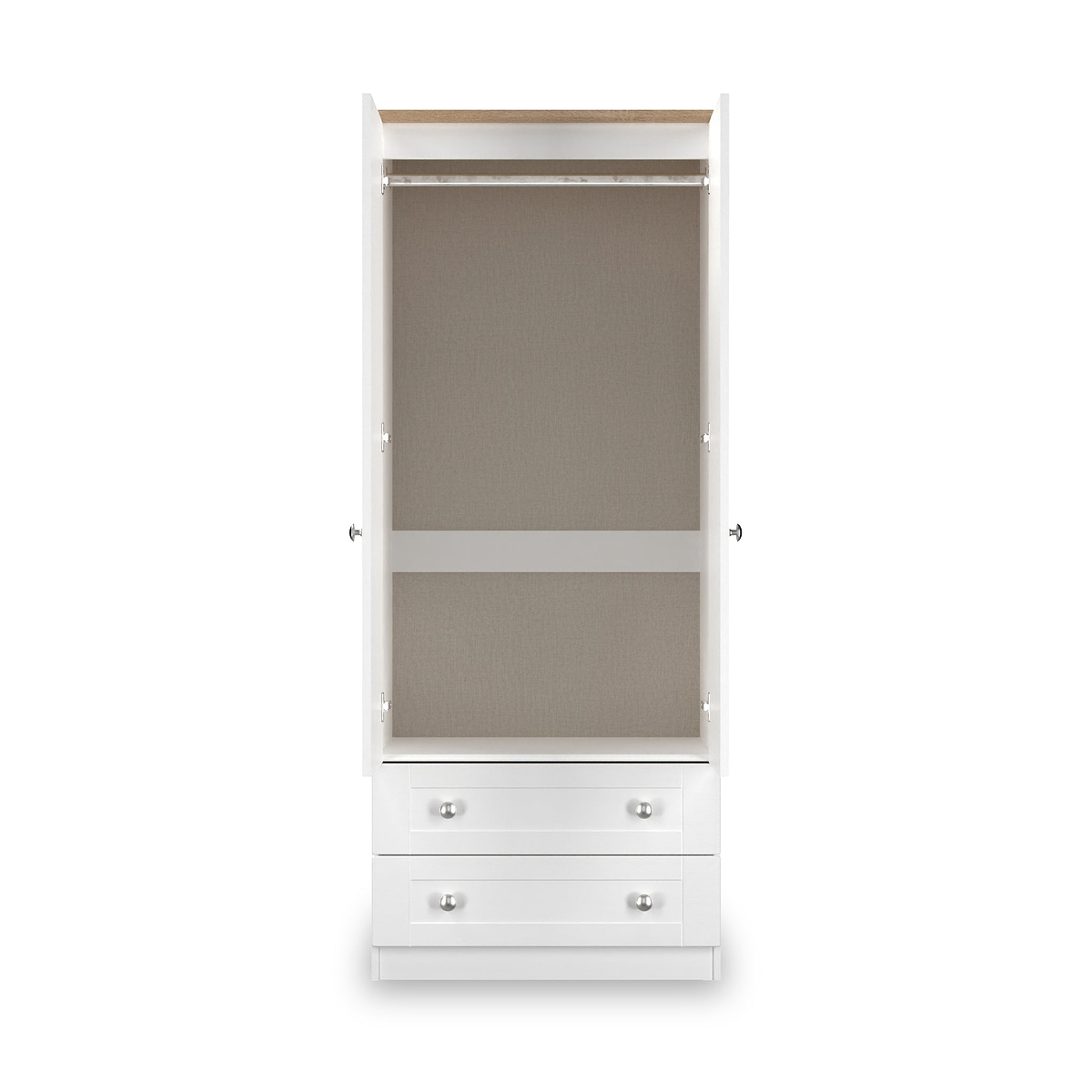 Marlowe Double Wardrobe With Drawers White Oak from Roseland Furniture