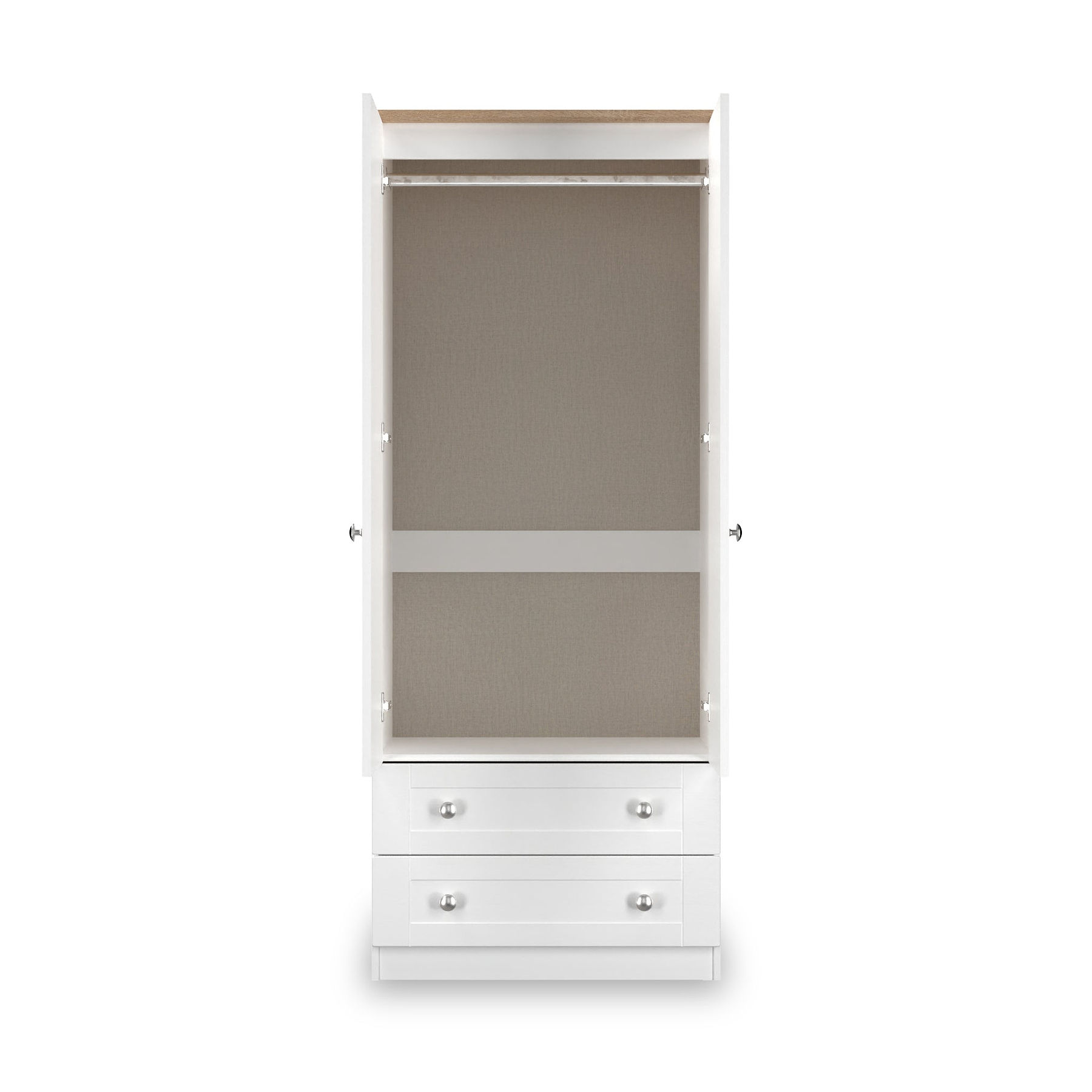 Marlowe Double Wardrobe With Drawers White Oak from Roseland Furniture