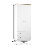 Marlowe Double Wardrobe With Drawers White Oak from Roseland Furniture