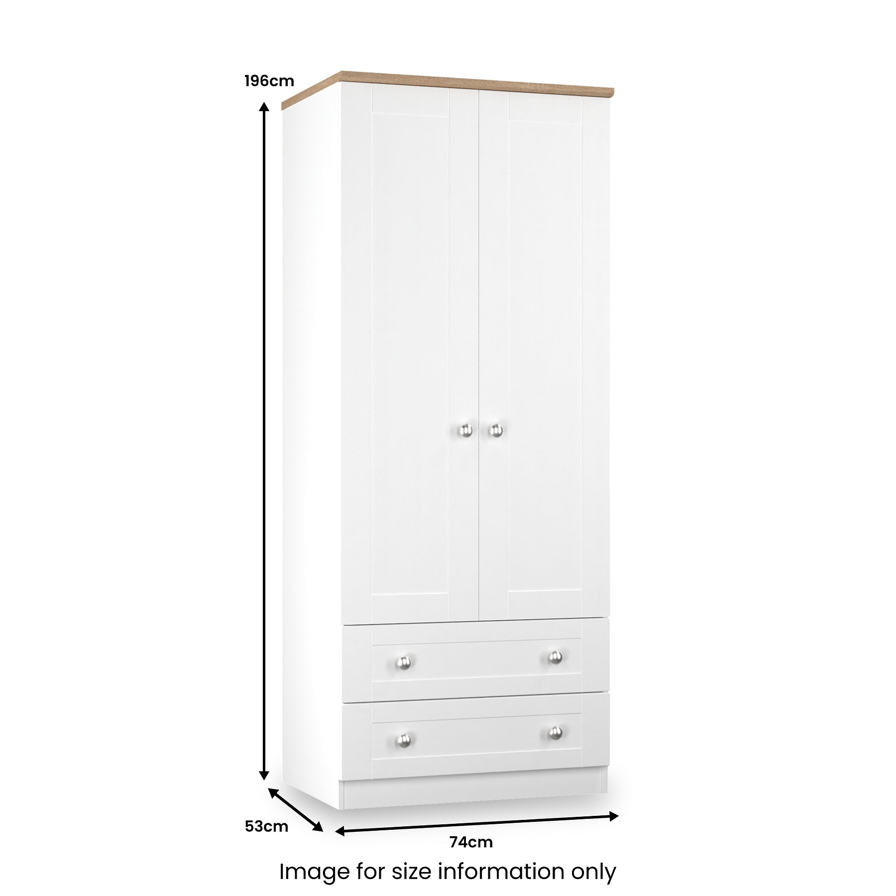 Marlowe Double Wardrobe With Drawers White Oak from Roseland Furniture
