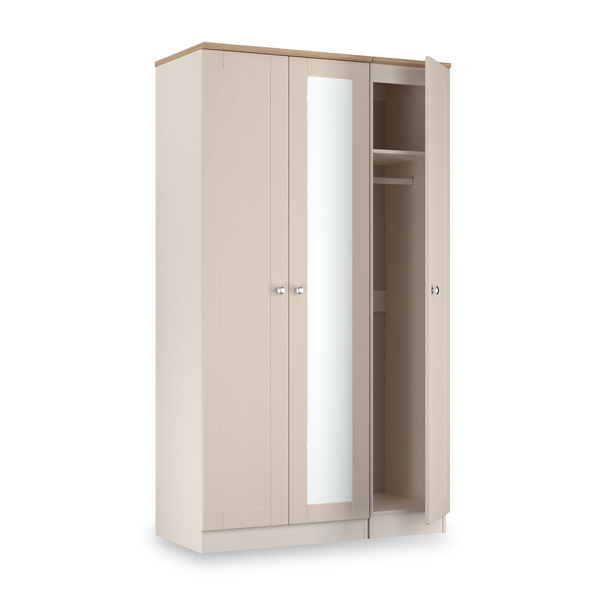 Marlowe Triple Mirrored Wardrobe Cashmere Oak from Roseland Furniture