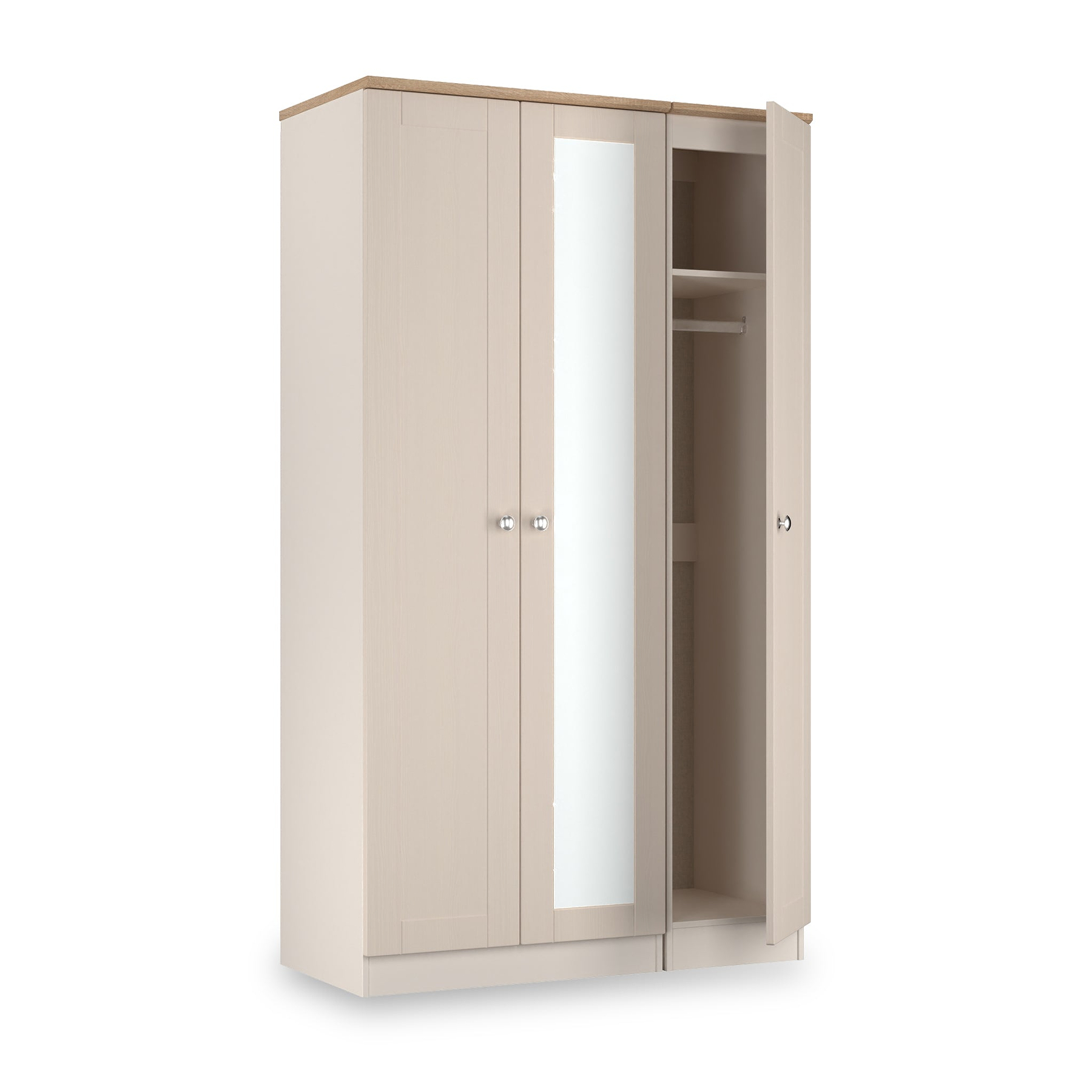 Marlowe Triple Mirrored Wardrobe Cashmere Oak from Roseland Furniture