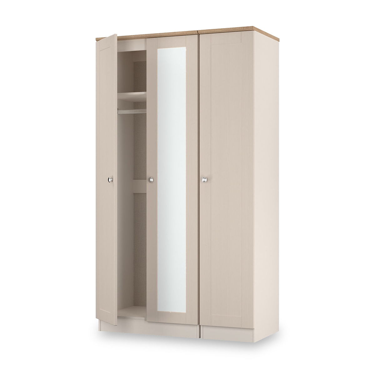 Marlowe Triple Mirrored Wardrobe Cashmere Oak from Roseland Furniture