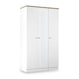 Marlowe Triple Mirrored Wardrobe White Oak from Roseland Furniture