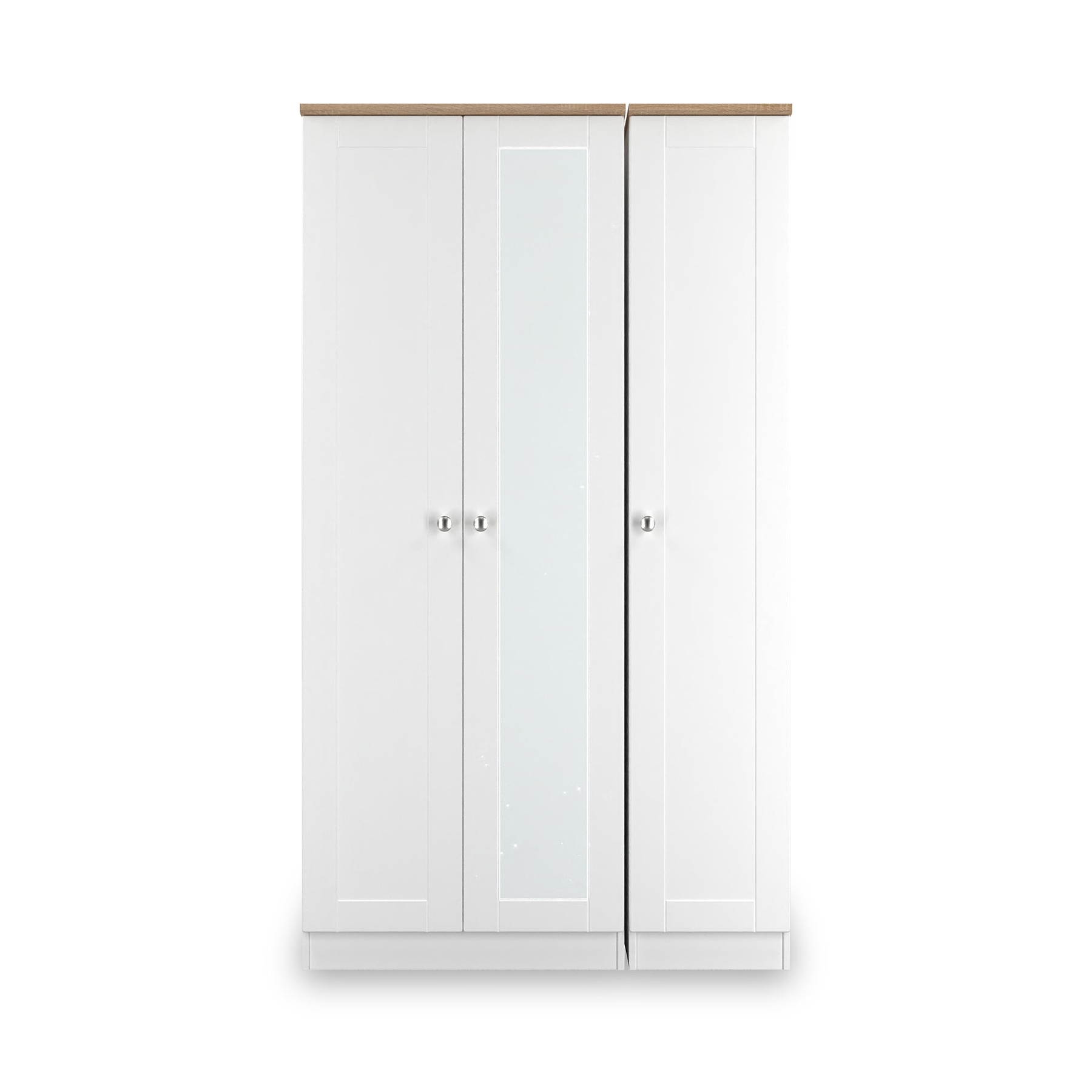 Marlowe Triple Mirrored Wardrobe White Oak from Roseland Furniture