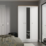 Marlowe Triple Mirrored Wardrobe White Oak from Roseland Furniture