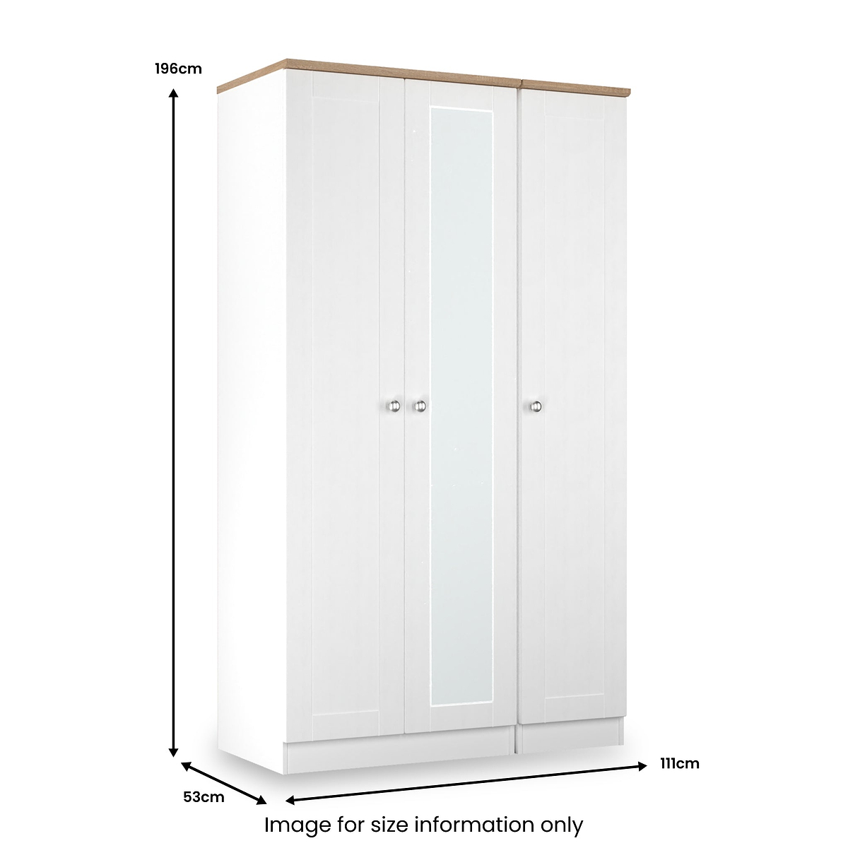 Marlowe Triple Mirrored Wardrobe White Oak from Roseland Furniture