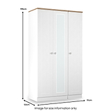 Marlowe Triple Mirrored Wardrobe White Oak from Roseland Furniture