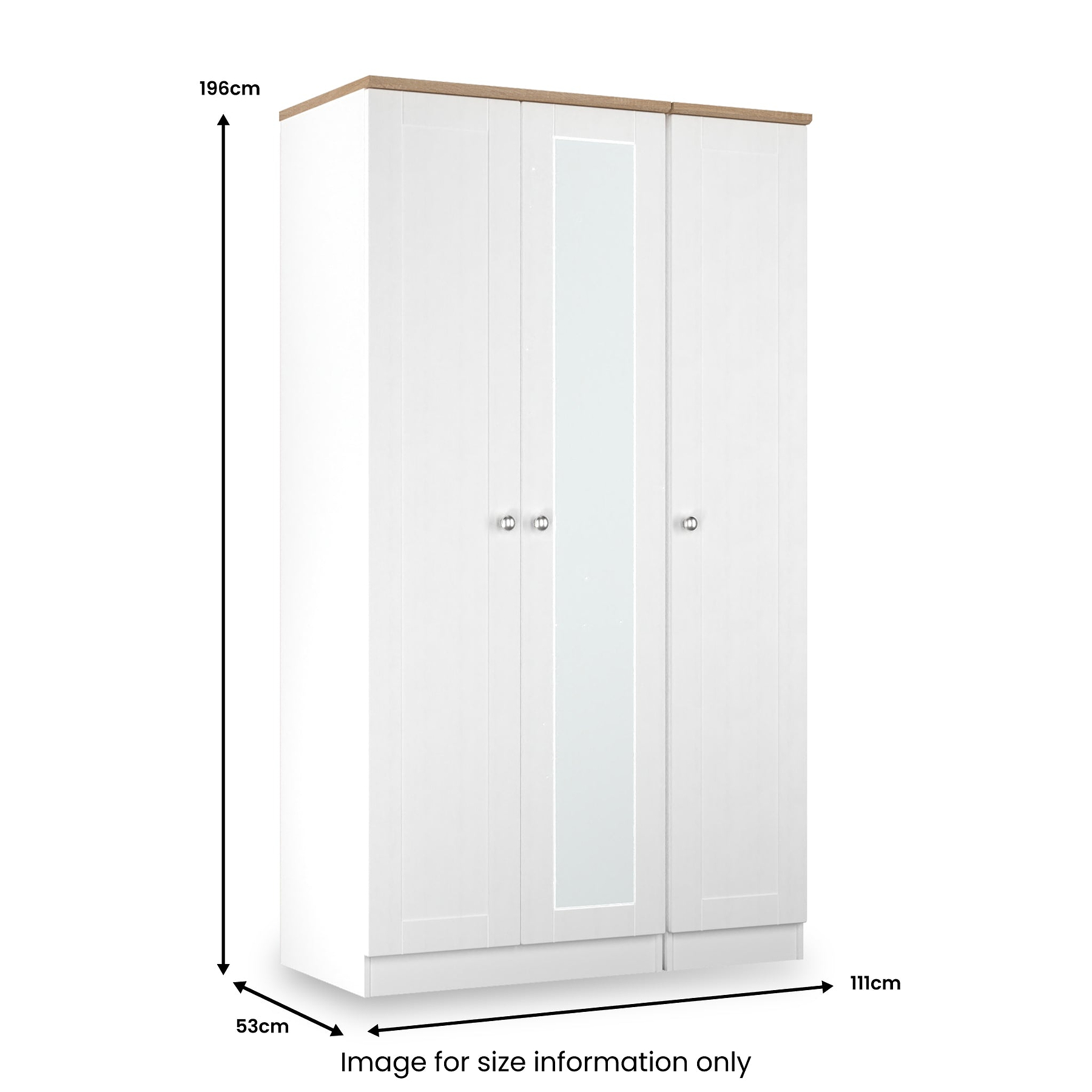 Marlowe Triple Mirrored Wardrobe White Oak from Roseland Furniture