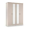 Marlowe 4 Door Mirrored Wardrobe Cashmere Oak from Roseland Furniture