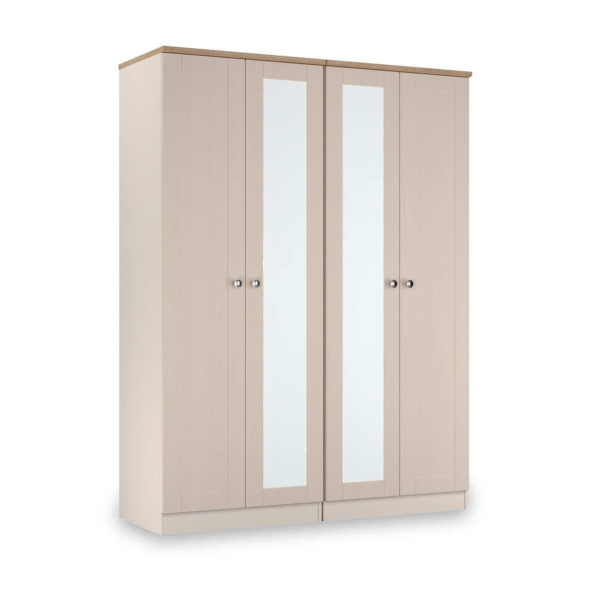 Marlowe 4 Door Mirrored Wardrobe Cashmere Oak from Roseland Furniture