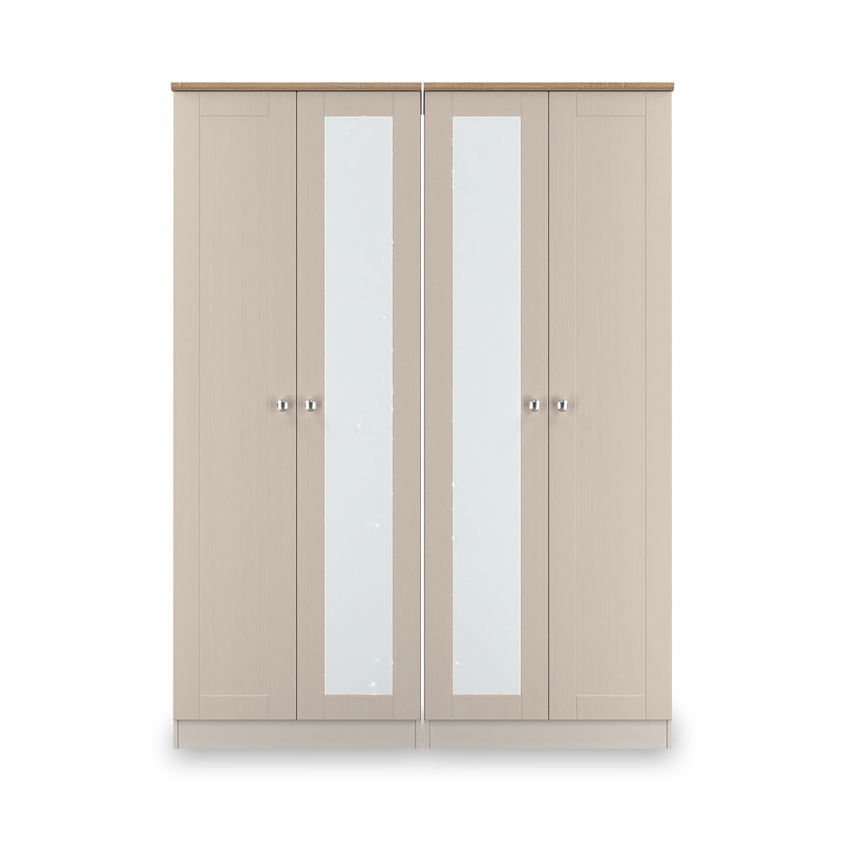 Marlowe 4 Door Mirrored Wardrobe Cashmere Oak from Roseland Furniture