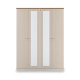 Marlowe 4 Door Mirrored Wardrobe Cashmere Oak from Roseland Furniture