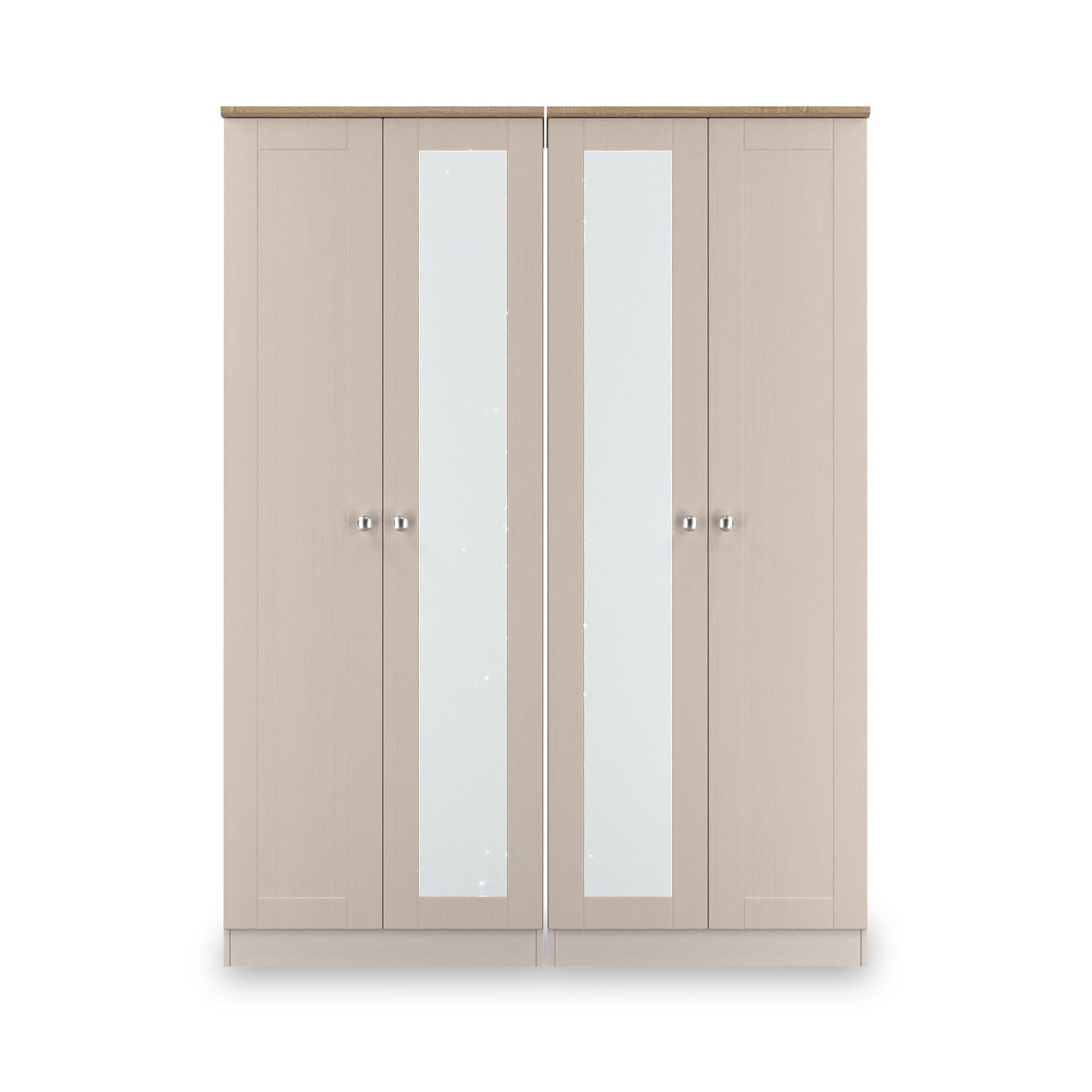 Marlowe 4 Door Mirrored Wardrobe Cashmere Oak from Roseland Furniture